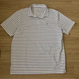 Vineyard Vines Blue and White Striped Polo Shirt